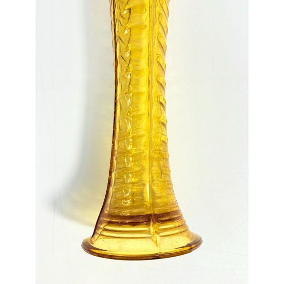 Swung Swing Vase Orange Amber Hand Blown Northwood Drapery Variant Amber Vase - Picture 5 of 16